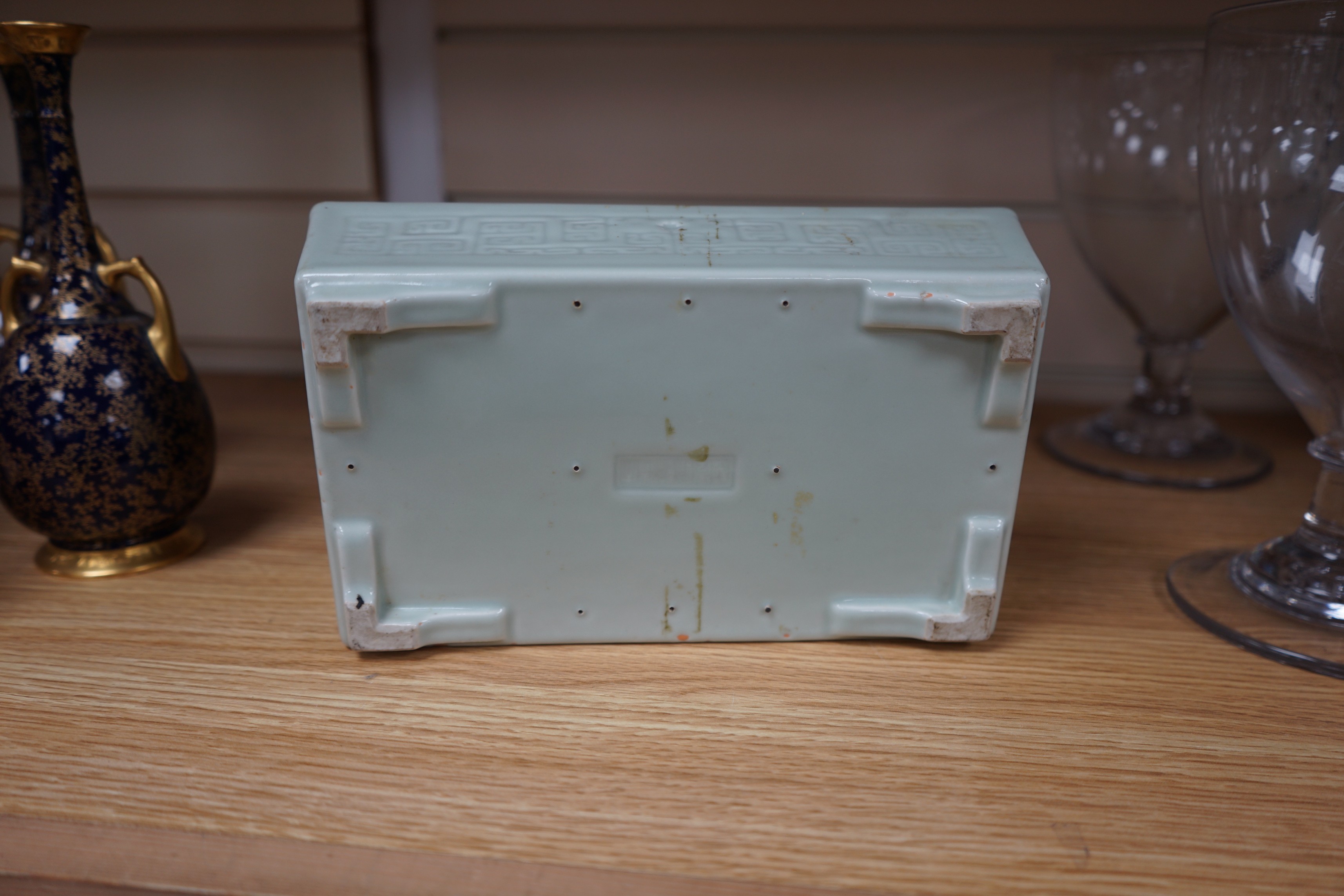 A Chinese celadon glazed planter, early 20th century, 24 cms wide x 14 deep